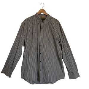 Timberland Button Down Shirt Mens XXL Grey Black Plaid Excellent Long Sleeve‎